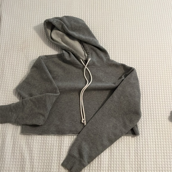 2 CROP Hoodie Sweatshirts Black & Gray - Picture 7 of 9